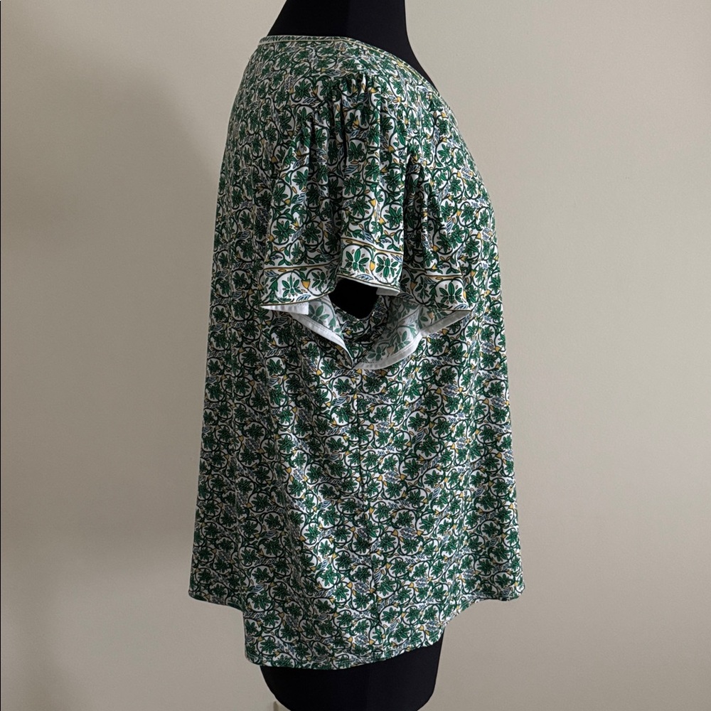 Max Studio Green Floral Top EUC Size 1X - Picture 4 of 7